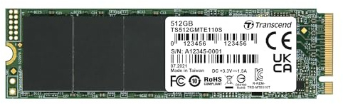 Transcend MTE110S 512GB NVMe PCIe Gen3 x4 SSD, Read/Write up to 1,700/1,400 mb/s with 3D Nand Flash TS512GMTE110S