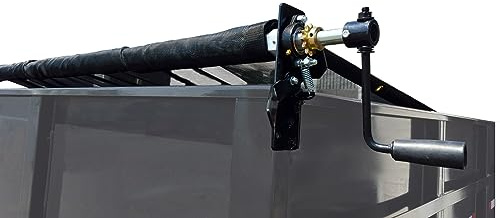 Hand Crank Landscape Tarp Roller Kit with Mesh Tarp for Dump Truck or Trailer by Kym Industries Inc. (Mesh, 7'6 x 14')