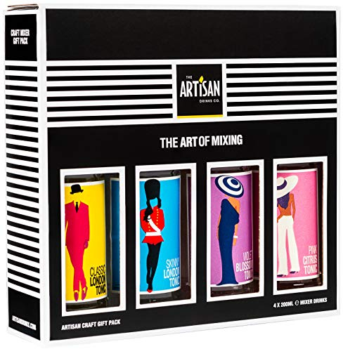 The Artisan Drinks Co. Tonic Water Gift Pack - 200mlx4 Bottles - Premium Gin & Tonic Mixer - Natural Ingredients - Gin & Tonic Lover Gift Pack