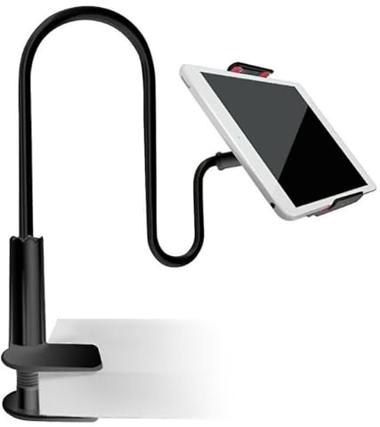 Orco Cell Phone Holder for Bed Desk Flexible Holder Gooseneck 360 Long Arm Clamp Bracket Mount Stand for iPhone 12 Mini, 12 Pro Max, 11 Pro, Xs XR X 8 7 6 Plus, Samsung S10 S9 S8, 4.7-7.2 (Black)