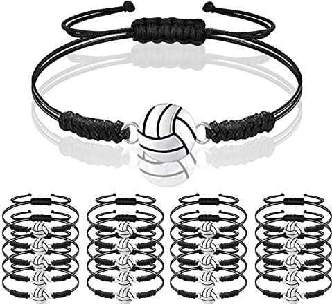 20 Stück Volleyball-Armbänder, verstellbares Volleyball-Charm-Armband, Volleyballchnur, geflochtenes Seil-Armband mit Anhänger für Frauen, Mädchen, Teamspieler, Party-Gastgeschenke