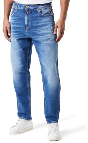 REPLAY Jeans Uomo Sandot Tapered Fit in Denim Comfort, Blu (Medium Blue 009), W30 x L32