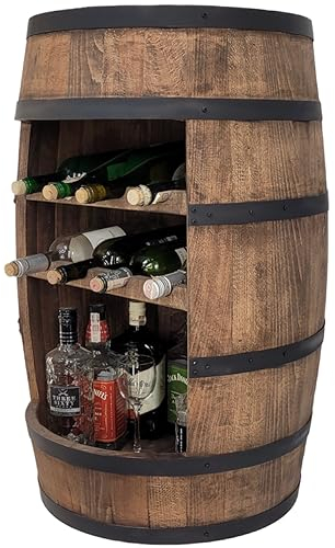 weeco Barril Bar con soporte para botellas de vino - Botellero de madera - Soporte para botellas de casa, bar en casa, regalo - Soporte para vino vintage 80 cm - Armario de vino de madera - Soporte