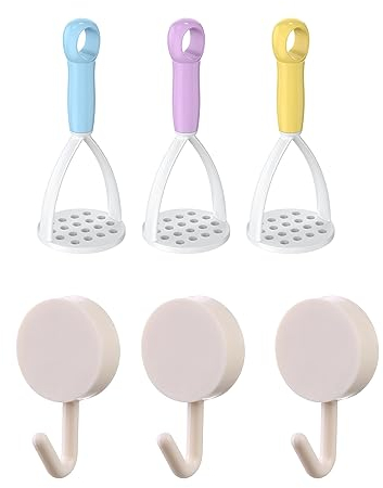 Masher Ricer, Heavy Plastic Potato Masher with Handle Hand, and no Punch Wall Hook, Held Potato Masher Food Press for Struggle Free Mashing Vegetable and Fruit Masher and Other Food