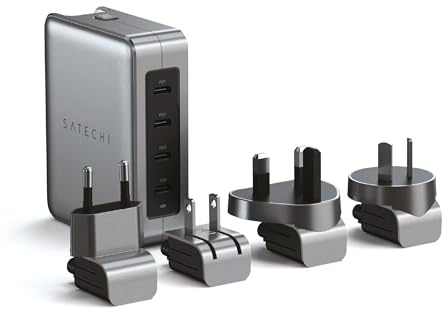 SATECHI 145W Chargeur USB C GaN de Voyage avec 4 Ports USB-C (2X PD 3.1 et 2X PD 3.0), Chargeur Rapide Intelligent et Sûr pour MacBook Air & Pro, iPad, iPhone, Android, PC Portable et Plus