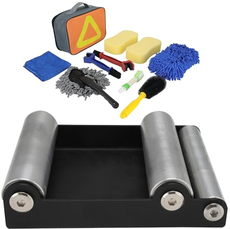 Runfarr Soporte Rueda Moto,Caballete Trasero Delantero Moto,Rodillo de Rueda Delantera Trasera para la mayoría de Bicicletas de Calle