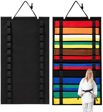 EliphonTowne 12 Belts Karate Belt Display Rack - Martial Arts Belt Display Holder, Taekwondo Belt Organizer, Equipment for Taekwondo Coaches, Students and Enthusiasts(1 PC, No Belts)