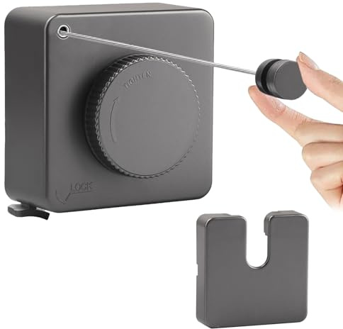 GAESHOW Stendibiancheria Retrattile da 4.8 m, Stendibiancheria Estensibile, Acciaio Inossidabile Corda da Bucato Riavvolgibile, Linea di Lavanderia Pegolabile per Interni Bagno, Balcone (grigio)