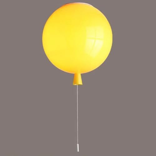 LOGT Bunte Ballon Deckenleuchte Kinderzimmer Lampe mit Schaltbar Dekorative Deckenlampe Moderne Kreative Ballo Leuchte Cartoon Jungen Mädchen Kronleuchter Zugschalter Innen Pendelleuchte,Gelb,25CM