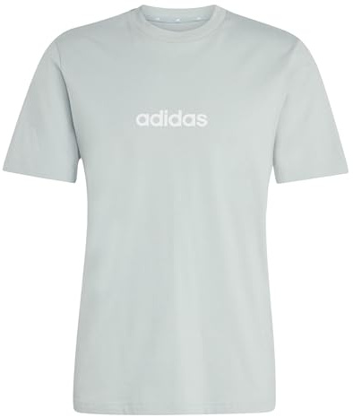 adidas Men's Essentials Linear Single Jersey TEE, Wonder Sage/White, XXL Tall