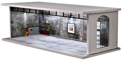 Diorama 1/64 European Garage Model, Tri-Color LED Parking Lot Scene | Display Case, Workshop Building Model Garage, Hot Wheels Model Cars Display Storage(Vintage Industrial)