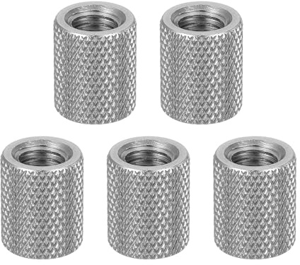 sourcing map 5 Pcs M8 Flat Knurled Thumb Nuts, 304 Stainless Steel Flat Head Diamond Knurled Through Hole Lock Adjusting Nuts Fasteners for Electronic, Machine, D12 x H15mm