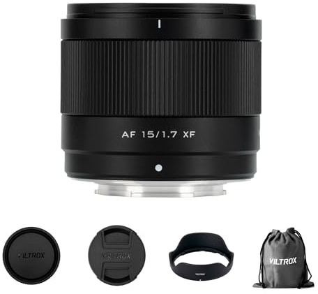 VILTROX 15mm F1.7 XF Objetivo para Fuji, AF 15mm f/1.7 Ultra Gran Angular Enfoque automático APS-C XF Objetivo Compatible con cámaras Fujifilm X-Mount X-A7 X-E4 X-H1 X-Pro3 X-S10 X-T2 X-T3 X-T4 X-T30