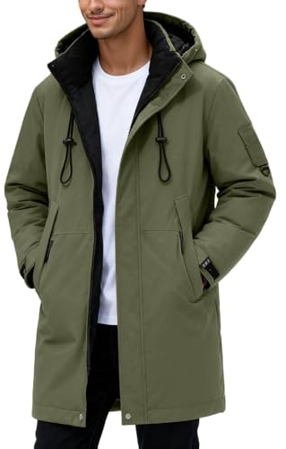 Generisch Piumino lungo da uomo caldo con cappuccio invernale ispessito piumino impermeabile antivento con cappuccio lungo parka cappotto giacca lunga giacca a vento