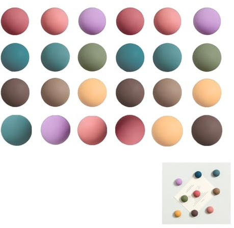 Lot de 24 Aimants de Réfrigérateur Colorés en Néodyme, Finition Brillante et Mate, Autocollants Magnétiques Décoratifs pour Tableau Blanc, Bureau, Casier, 16 Couleurs Vives et Élégantes