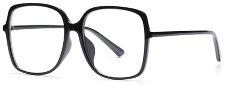 Oversized Big Square Reading Glasses for Women and Men, Large Frame Fashion Anti Blue Light Readers, Anti Eyestrain Reading Eyeglasses Suitable for People with Big heads and Faces (Black, 2.0)
