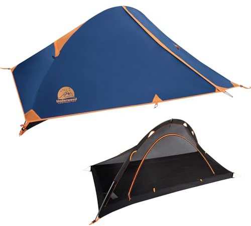 1 Man Backpacking Tent for Camping,Ultralight Waterproof Single-Pole Tent | One Person Bivvy tent, Easy Set Up,Lightweight 1.9kg, Windproof Sturdy Poles, Double-Skin Design for Hiking Backpacking