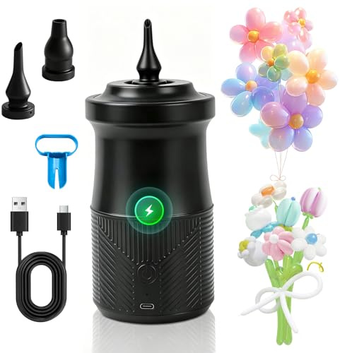 CISSIYOG Pompe à Ballon électrique sans Fil avec Batterie | Avec 2000 mAh et 2 buses, gonflage/dégonflage rapide pour fête, anniversaire, décoration de Noël