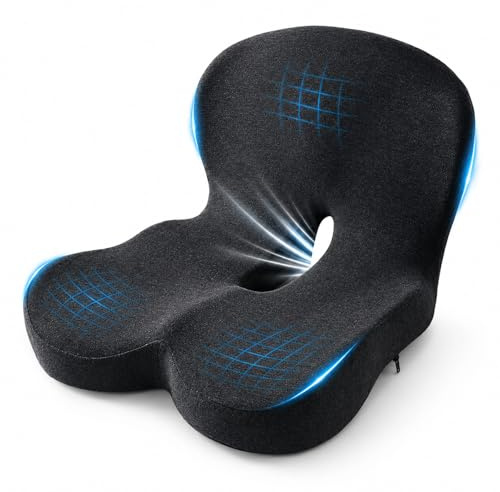 Coussin Chaise Siège Mémoire Forme L Ergonomique, Support Lombaire Coccyx | Coussin Orthopédique, Anti Douleur Coccyx Housse Amovible Lavable, Adapté Fauteuil de Bureau Siège Auto et Fauteuil Roulant