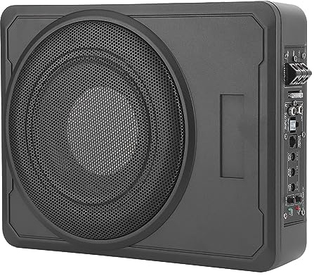 Keenso 10-tums Aktiv Subwoofer för Bil, 800 W Ultratunn Basförstärkare Under Sätet med Basfilter och Fjärrkontroll, för Bilstereosystem