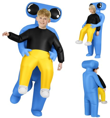 AYBUY Uppblåsbar alien-kostym, grön, uppblåsbar utomjordingsdräkt, för Halloween, karneval, cosplay-outfit, uppblåsningssystem ingår