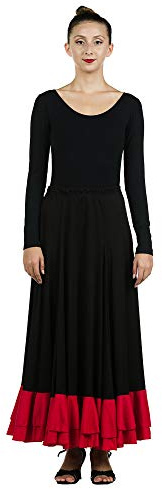 Danzcue Womens Full Circle Flamenco Skirt, Black, M Adult