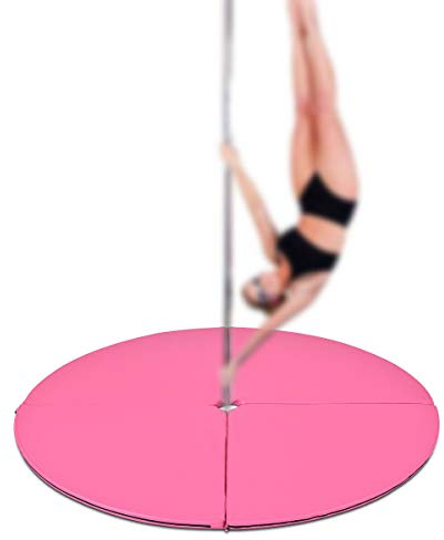 GIANTEX Colchoneta para Pole Dance Plegable, Diámetro de 150 cm, 5 cm de Grosor, Superficie Impermeable, Alfombrilla de Seguridad para Danza (Rosa)