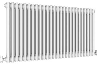 Traditional 2 Column Central Heating Radiator Horizontal Rads Cast Iron Style White 600x1190mm