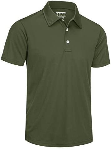 TACVASEN Poloshirts Für Herren Kurzarm Golf Bequem Polohemd Schnelltrocknend Sportshirt Leicht Shirts Normale Passform (3XL, Armeegrün)