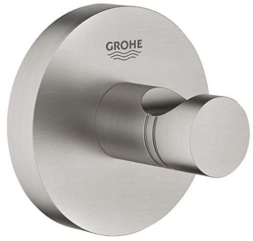 GROHE Start - Bademantelhaken (Material: Metall, verdeckte Befestigung, zum Kleben oder Bohren), supersteel, 41173DC0