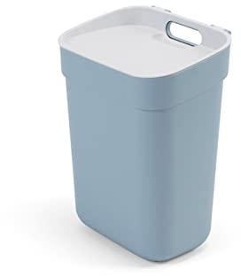 Curver Poubelle de Tri 10L Ready to Collect - Idéal sous Evier - avec Support Mural pour Mur ou Porte - Cuisine, Salle de Bain, Buanderie - 100% Recyclé -Bleu