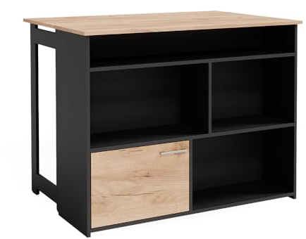 Vicco Bartisch Dominic, Goldkraft Eiche/Anthrazit, 116 x 37 cm 4X offene Fächer und 1x Tür