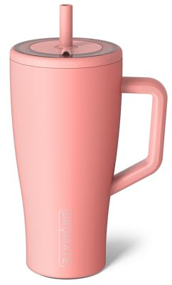 BrüMate Era 30 oz Tumbler with Handle and Straw | 100% Leakproof Insulated Tumbler with Lid and Flexible SoftSip Straw | Made of Stainless Steel | Cup Holder Friendly Base | 30oz (Guava)