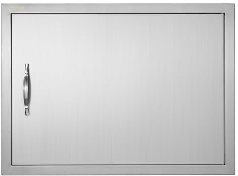 VEVOR Puerta de Acceso a Barbacoa Puerta de Cocina Exterior Simple 68,5x50,8 cm Puerta Empotrada de Acero Inoxidable con Manija Empotrada para Isla de Barbacoa, Estación de Parrilla, Armario Exterior