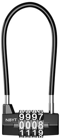 OQIMAX Cadenas à anse longue, cadenas à combinaison de sécurité à 4 chiffres, cadenas d'extérieur avec code, serrure à combinaison en corde de 5 mm de large, câble réinitialisable de sécurité pour sac