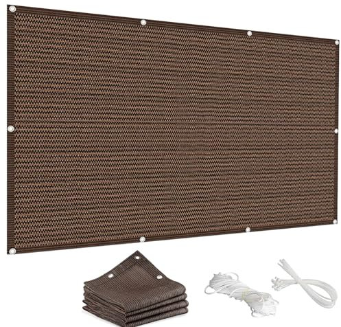 Telo di copertura per balcone, 85 x 240 cm, resistente alle intemperie, protezione dai raggi UV, per appartamento, balcone, colore marrone, con fascette per il rivestimento del balcone.