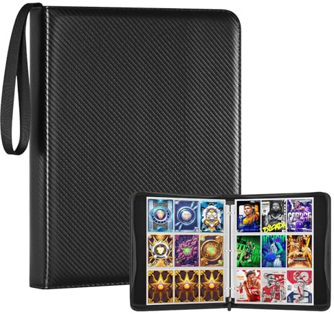 MAYGIBYE Card Binder 9 Pocket Premium Zip Trading Card Binder 900 Double Sided Pocket PU Collection Binder Collector Album Card Folder for MTG, TCG, Sports Cards (Twill, 9 Pocket)