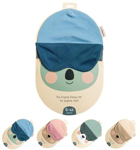 Sleepy Hat The Original Baby Sleep Mask & Soft Eye Shade – Newborn Hat, Sun Hat & Beanie for Travel, Home Blue – 3-6M