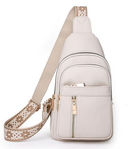 I IHAYNER Small Sling Bag for Women Vegan Leather Fanny Pack Crossbody Bag for Women Fashion Wasit Pack for Travel Chest Bag White