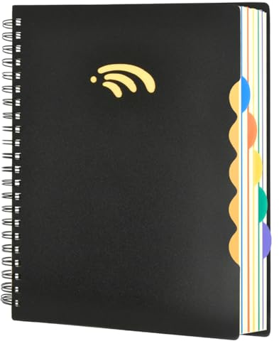 MOPLA Cahier à spirale DIN A4 ligné avec intercalaires, 290 feuilles, 21 x 29,5 cm avec index, classeur à anneaux, bloc-notes à spirale avec intercalaires pour le travail