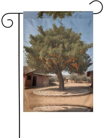 WZYWHJ Drapeau de jardin décoratif avec dattiers dans le jardin - 30,5 x 45,7 cm - Pour un environnement extérieur tendance