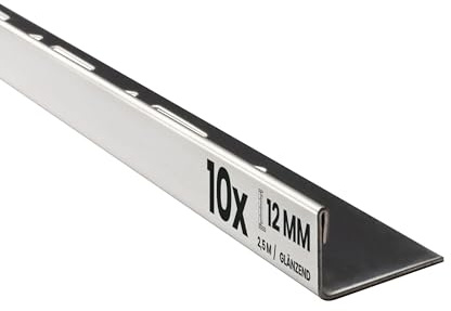 10x L-Profil Edelstahlschiene Fliesenprofil Fliesenschiene Edelstahl V2A L250cm 12mm glänzend