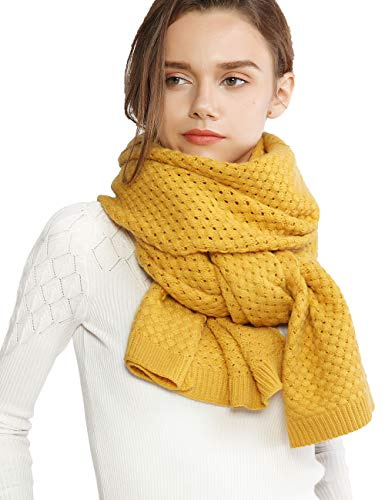 RIIQIICHY Winter Scarfs for Women Cold Weather Chunky Knit Scarf Warm Thick Yellow Scarf Long Large Oversized Scarves