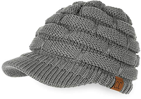 C.C Hatsandscarf Exclusives Women's Ribbed Knit Hat with Brim (YJ-2023) (A lt Mel Grey)