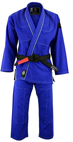 PFG Premium Brazilian Jiu Jitsu - BJJ Kimono Gi Uniform Kids Adults Unisex Heavy GSM Pure Cotton (Blue, K-0)