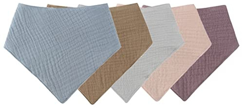 Bavoir Triangle Bébé, 5Pcs Coton Bandana Doux Et Absorbant, 2 Boutons Réglables, Respirable Serviette de Salive, Cadeaux pour Nouveau Né, Garçons Filles