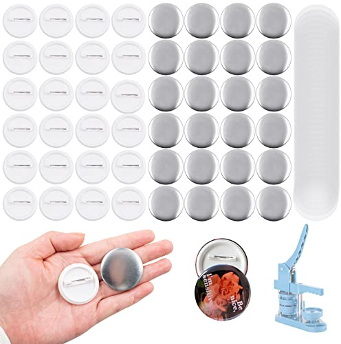 100 piezas 37mm Botón de Pin Redondo Bandejas Redondas con Bloqueo de Seguridad Piezas de Botón Incluida la Cubierta Trasera de la Carcasa Metálica y La Película Transparente DIY