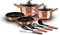 Berlinger Haus Rose Gold Kochtopf Set Induktion 10-Teiliges, Antihaft PFOA-frei Marmor, Aluminium, Set 2 Töpfe, 2 Glasdeckel, 2 Bratpfannen, 4 Küchenutensilien, Design Metallic Line, Glaskeramik