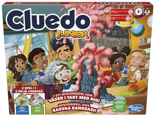 Cluedo Junior-spel, 2-sidig spelbräda, 2 i 1, Cluedo-mysteriespel för yngre barn, brädspel för barn, Junior-spel (Svenska/Finska)