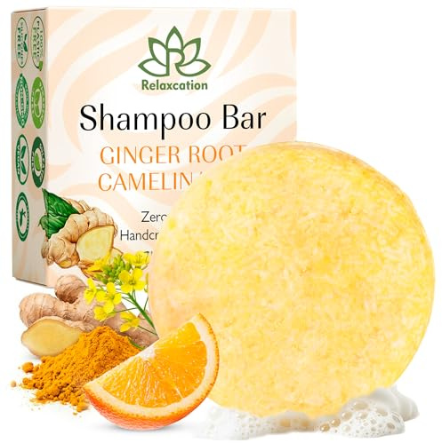 MADE IN USA Organic Ginger Hair Growth Solid Shampoo Bar for Regrowth Hair | GINGER ROOT, CAMELINA OIL, TURMERIC, LEMONGRASS | Anti Hair Loss Shampoo, Anti-Dandruff and Anti-Itching